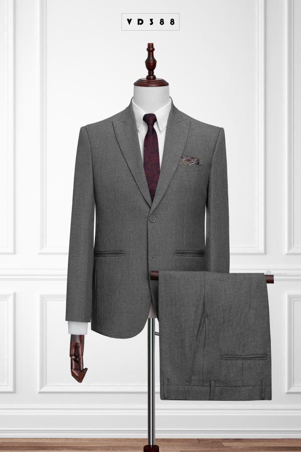 388 Bộ Vest Xám Tiêu Gân Đậm 2 Nút #0